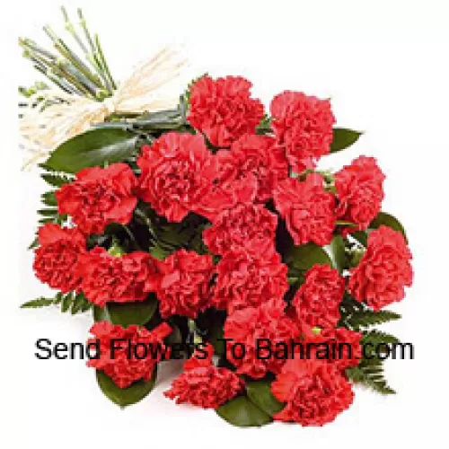 A Beautiful Bunch Of 24 Red Carnations With Seasonal Fillers